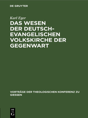 cover image of Das Wesen der deutsch-evangelischen Volkskirche der Gegenwart